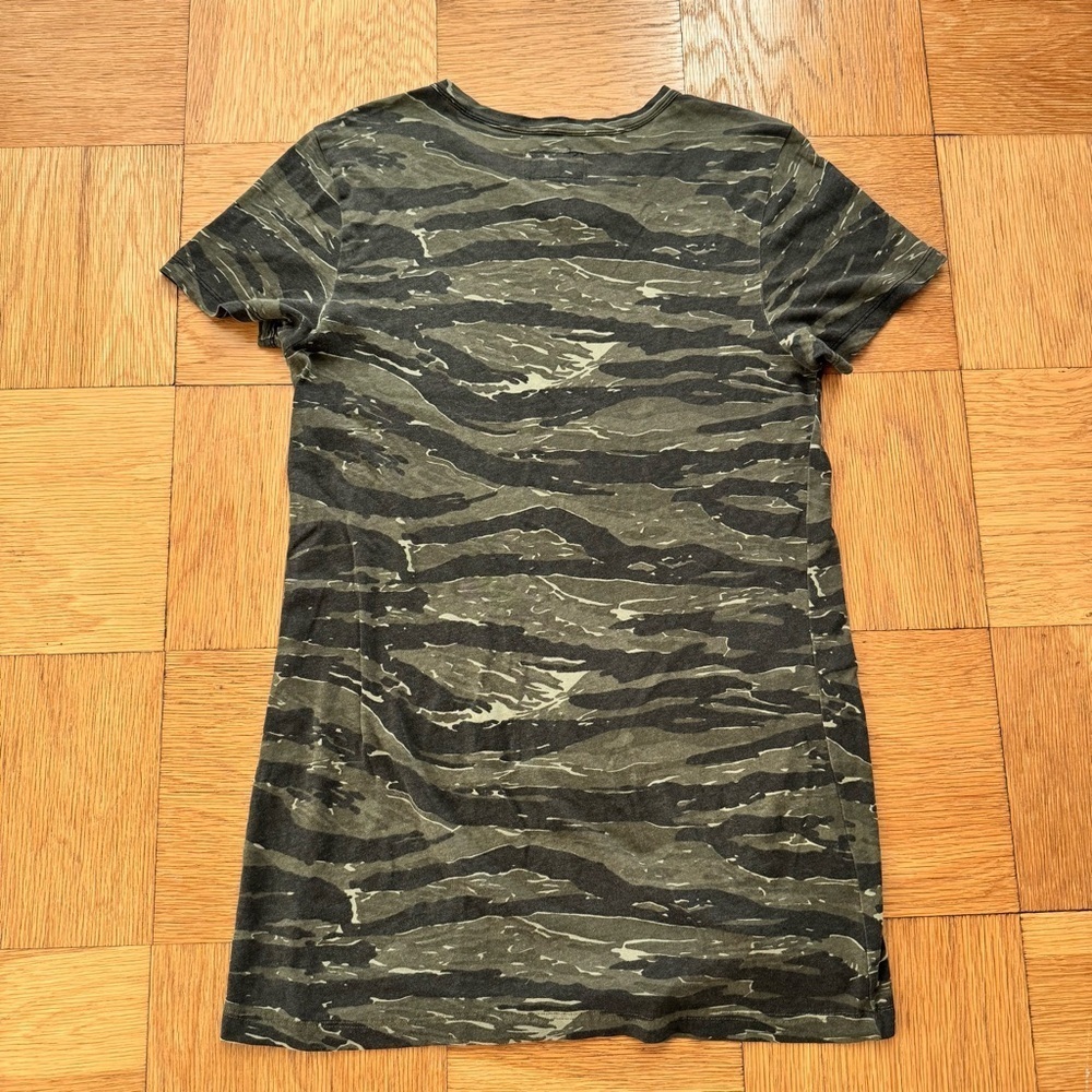 Current/Elliot 3 Tiger Camo Camouflage Long Shirt Crew Neck Long Green - Picture 2 of 6